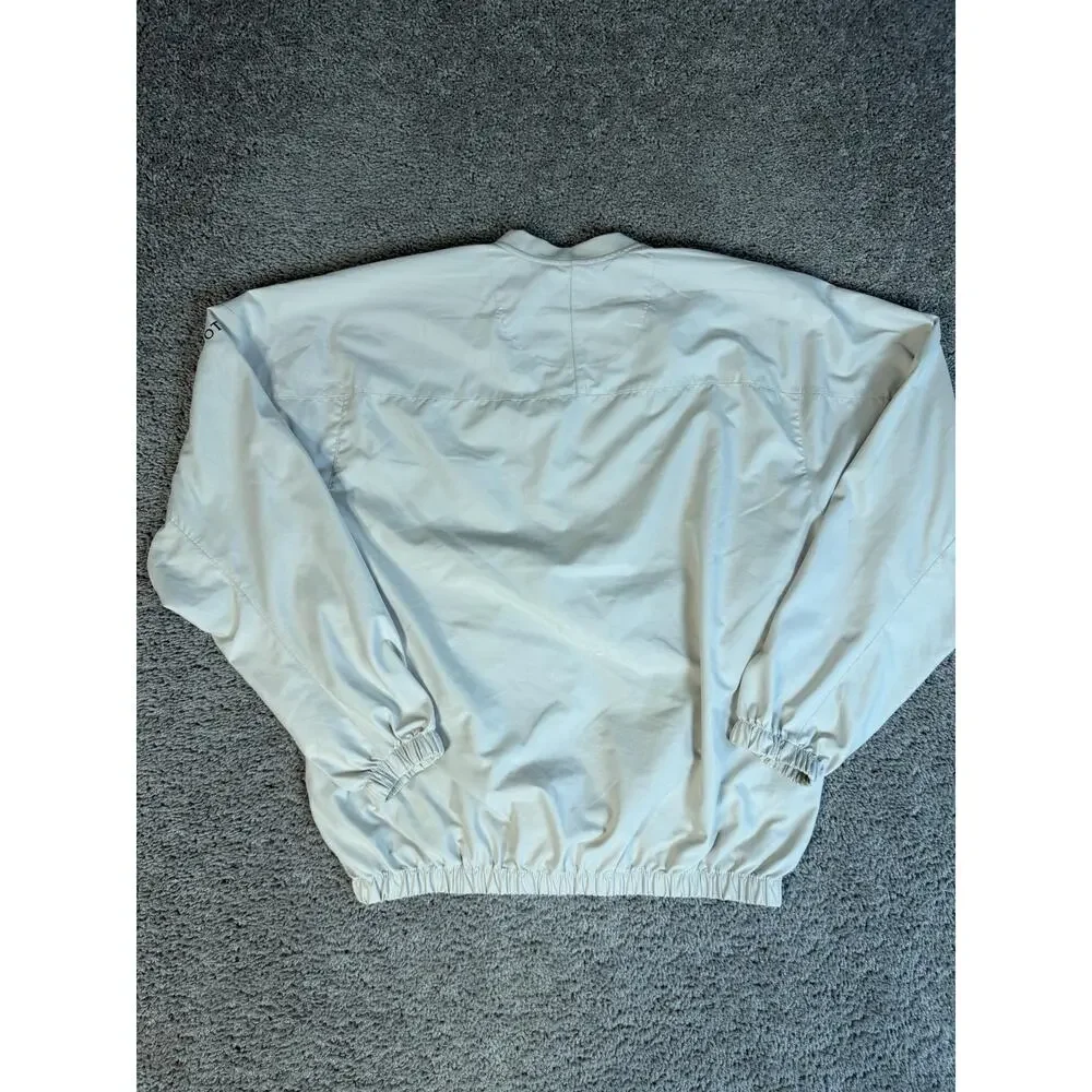 FootJoy Windshirt Jacket Mens M Beige Pullover Lined Logo Relaxed Fit Golf